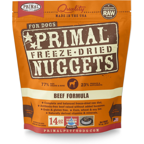 Primal Raw Freeze-Dried Nuggets Beef Formula Dog Food, 14-oz (Size: 14-oz)