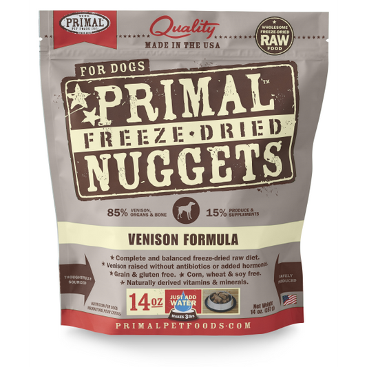 Primal Raw Freeze-Dried Nuggets Venison Formula Dog Food, 14-oz (Size: 14-oz)
