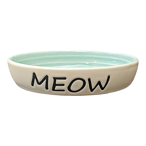 Ethical Pet Meow Oval Cat Dish, Green, 6-in (Size: 6-in)