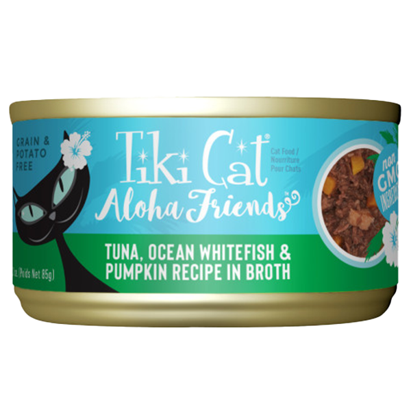 Tiki Cat Aloha Friends Tuna with Ocean Whitefish & Pumpkin Wet Cat Food, 3-oz can (Size: 3-oz)