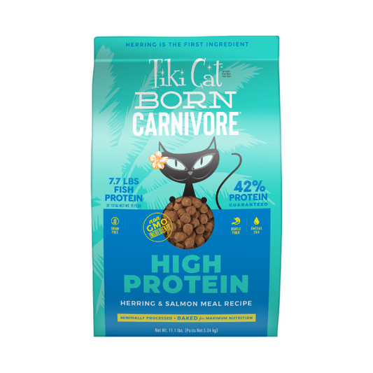 Tiki Cat Born Carnivore Herring & Salmon Dry Cat Food, 11.1-lb (Size: 11.1-lb)