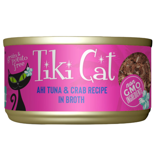 Tiki Cat Hana Grill Ahi Tuna & Crab Recipe in Broth Wet Cat Food Can, 2.8-oz (Size: 2.8-oz)