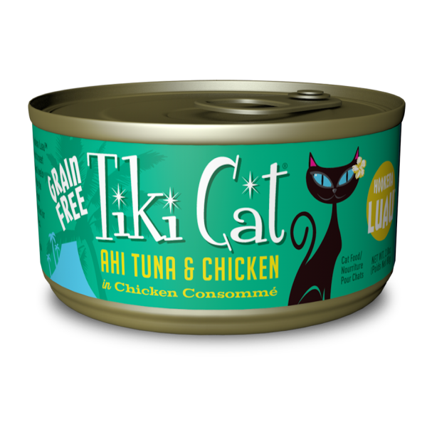 Tiki Cat Luau Ahi Tuna & Chicken Recipe in Chicken Consomme, 2.8-oz (Size: 2.8-oz)