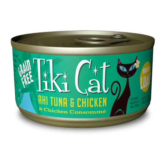 Tiki Cat Luau Ahi Tuna & Chicken Recipe in Chicken Consomme, 2.8-oz (Size: 2.8-oz)