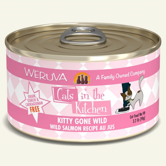 Cats in the Kitchen Kitty Gone Wild Wild Salmon Recipe Au Jus Wet Cat Food Can, 3.2-oz (Size: 3.2-oz)
