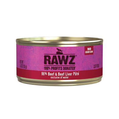 RAWZ Cat 96% Beef & Beef Liver Pate Wet Cat Food Can, 5.5-oz (Size: 5.5-oz)
