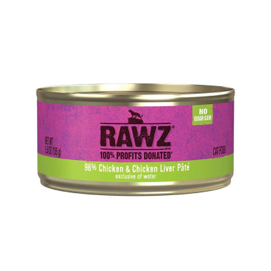 RAWZ 96% Chicken & Chicken Liver Pate Wet Cat Food Can, 5.5-oz (Size: 5.5-oz)