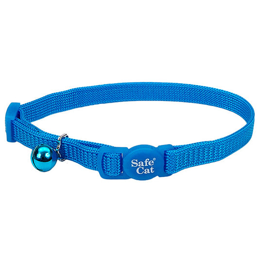 Safe Cat Adjustable Nylon Breakaway Cat Collar, Blue Lagoon, 12-in (Size: 12-in)