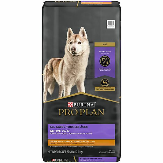Purina Pro Plan Active 27/17 Chicken & Rice Formula Dry Dog Food, 17-kg (Size: 17-kg)