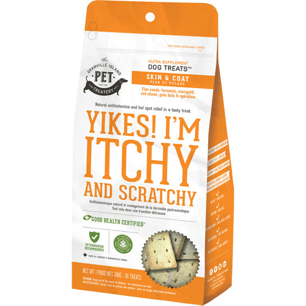 The Granville Island Pet Treatery Skin Yikes! I'm Itchy and Scratchy Dog Treats, 240-g (Size: 240-g)