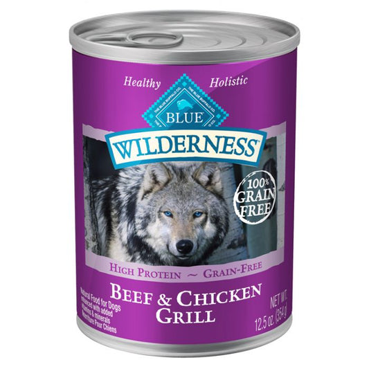 Blue Buffalo Wilderness Beef & Chicken Grill Grain-Free Adult Wet Dog Food, 12.5-oz (Size: 12.5-oz)